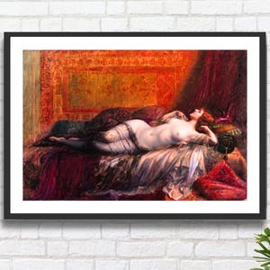 Stampa giclée o stampa giclée incorniciata di "Odalisque" dell'artista francese Delphin Enjolras. Ideale come regalo di ringraziamento o di inaugurazione della casa.