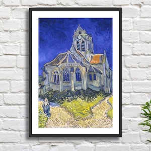 Vincent van Gogh 'La chiesa di Auvers-sur-Oise, vista dall'abside' Stampa giclée di arte paesaggistica della campagna francese o stampa giclée incorniciata