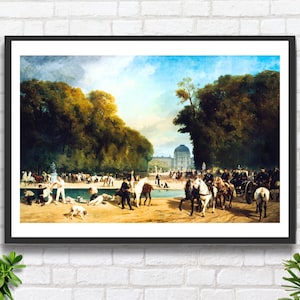Alfred Decaen "L'artiglieria accampata nei giardini delle Tuileries" (Parigi) 1871 Artista francese Esercito francese arte figurativa stampa giclée/stampa incorniciata