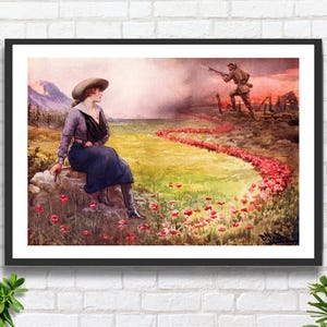 Harold Piffard 'The Thin Red Line' 1917 WW1 commemorazione opera d'arte figurativa stampa giclée o stampa incorniciata. Regalo ideale.