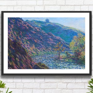 Claude Monet 'Il fiume Petite Creuse' 1889 Paesaggio di campagna francese in riva a un fiume. Stampa giclée impressionista o stampa giclée incorniciata.