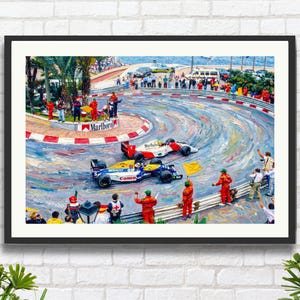 Ayrton Senna & Nigel Mansell Race Finish: 1992 Monaco Grand Prix F1 Motorsport Art Print