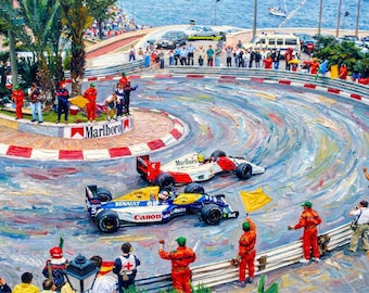 Ayrton Senna & Nigel Mansell Race Finish: 1992 Monaco Grand Prix