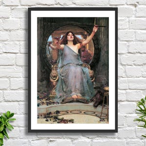 John William Waterhouse, "Circe offre la coppa a Odisseo", stampa giclée o incorniciata ispirata alla mitologia greca. Ideale come regalo di compleanno o di ringraziamento.