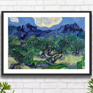 Vincent van Gogh "Gli ulivi" 1889 Artista olandese Decorazione murale blu e verde Paesaggio post-impressionista Stampa giclée o stampa incorniciata