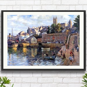 Stanhope Forbes: Konsttryck av hamnscenen i Cornwall 'The Inner Harbour, Abbey Slip, Penzance'