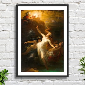 Theodor Pixis 'Das Rheingold' (L'oro del Reno) Stampa giclée di mitologia romantica o stampa giclée incorniciata. Arte murale in oro di un artista tedesco, regalo ideale