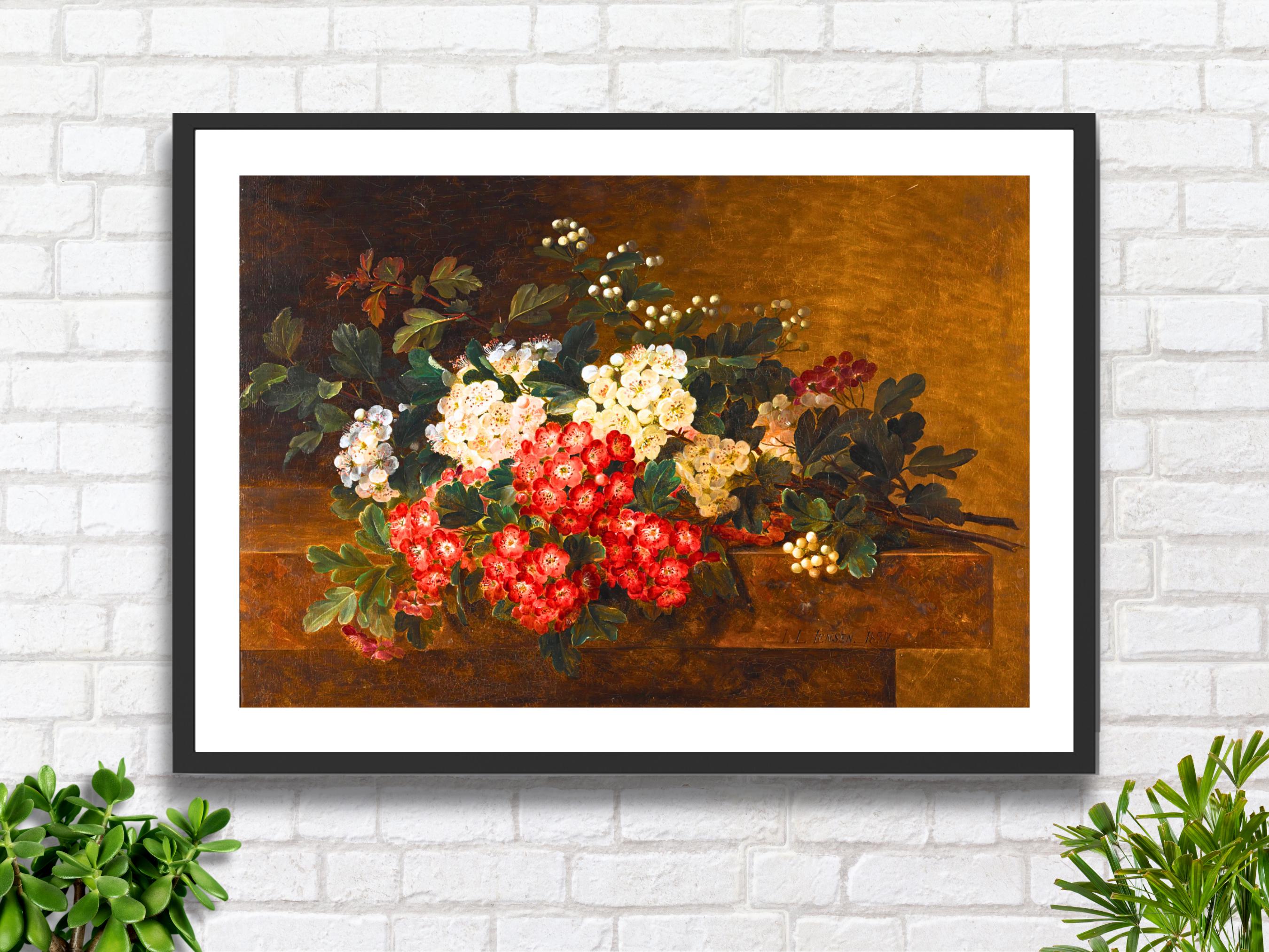 Hawthorn Blossom Still Life Art Print: Danish Floral Giclee - Etsy