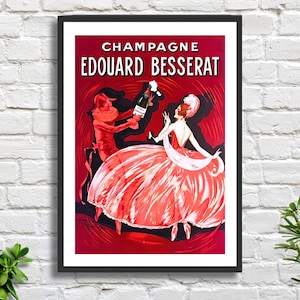 Póster de cocina francesa Gaston Marechaux 'Champagne Edouard Besserat' 1925, cartel publicitario de champán vintage, impresión giclée o impresión enmarcada.