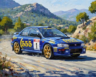 Subaru Impreza 555 Group A Rally Car: 1995 Tarmac Rally Wall Art