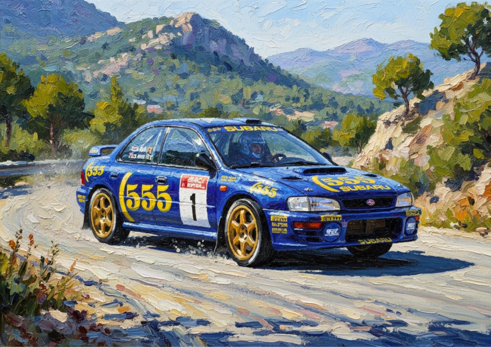 Subaru Impreza 555 Group A Rally Car: 1995 Tarmac Rally Wall Art