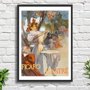 Alphonse Mucha 'Figaro Illustré' französisches Jugendstil Plakat braun wanddekor Tschechische Künstler Kunst Ausstellungsplakat Kunstdruck oder gerahmter Druck