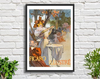 アルフォンス・キゼ　くもりの日　図録・レゾネより　新品額付 アルフォンス・ミュシャ「フィガロ・イラストトレ」アールヌーボー