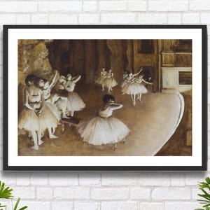 Edgar Degas "La prova del balletto sul palcoscenico" 1874. Artista francese, ballerine, arte figurativa, stampa giclée o stampa incorniciata. Regalo ideale.