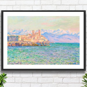 Claude Monet 'Antibes, Le Fort' 1888 Paesaggio marino impressionista, scena nautica, decorazione da parete blu, paesaggio, stampa giclée o stampa incorniciata.
