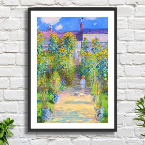 Claude Monet "Il giardino dell'artista a Vétheuil" - Stampa giclée o stampa incorniciata di un paesaggio fiorito impressionista francese. Ideale come regalo.