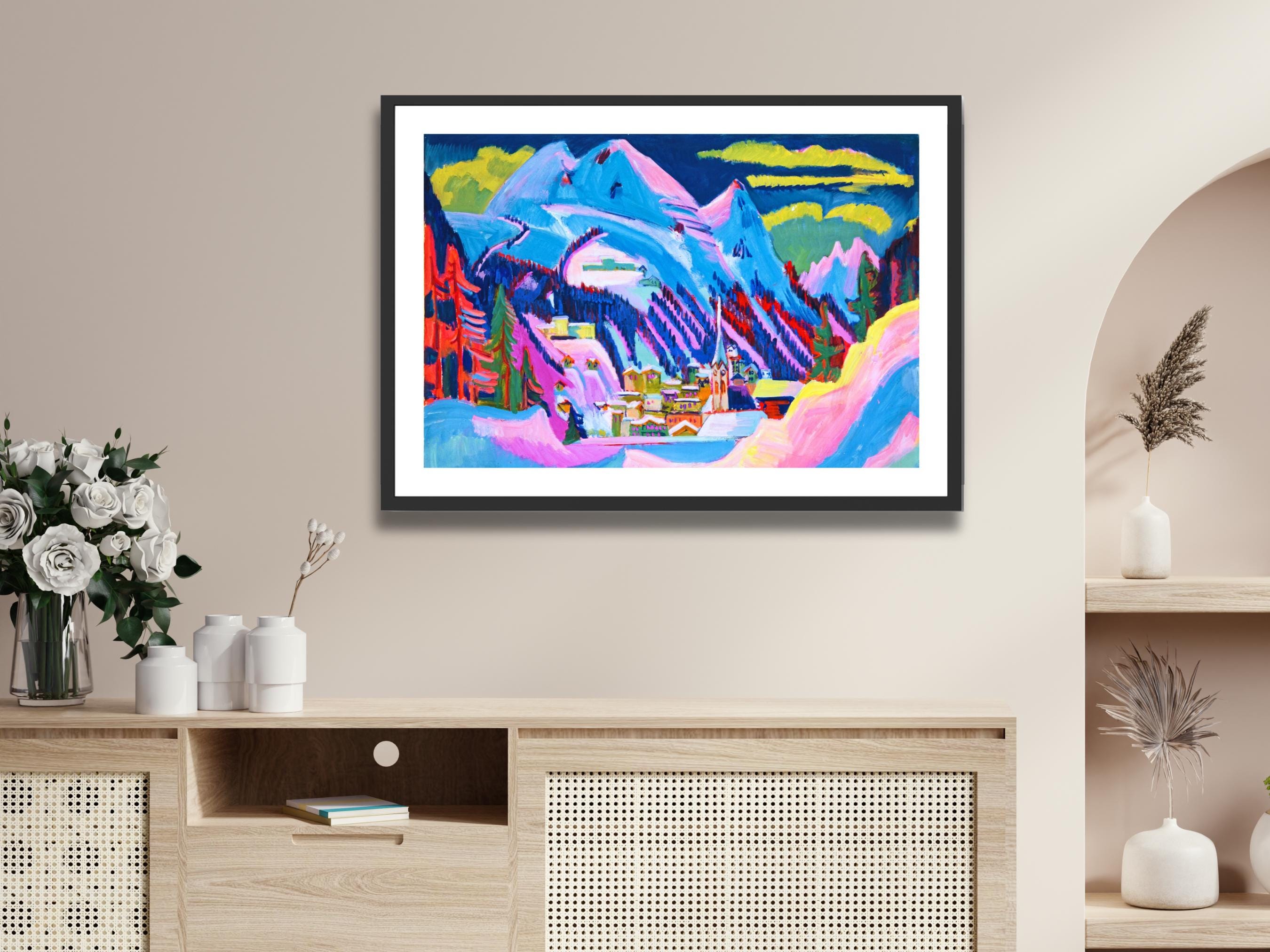 エルンスト・ルートヴィヒ・キルヒナー版画：スイスアルプスの冬景色
