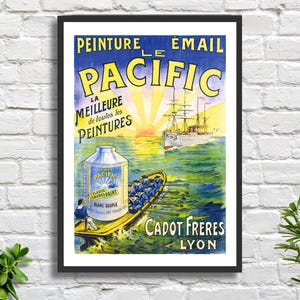 Französisches Vintage Werbeplakat von Charles Verneau 'Le Pacific Peinture Email' (Pacific Enamel Paint) Giclée-Druck oder gerahmter Giclée-Druck