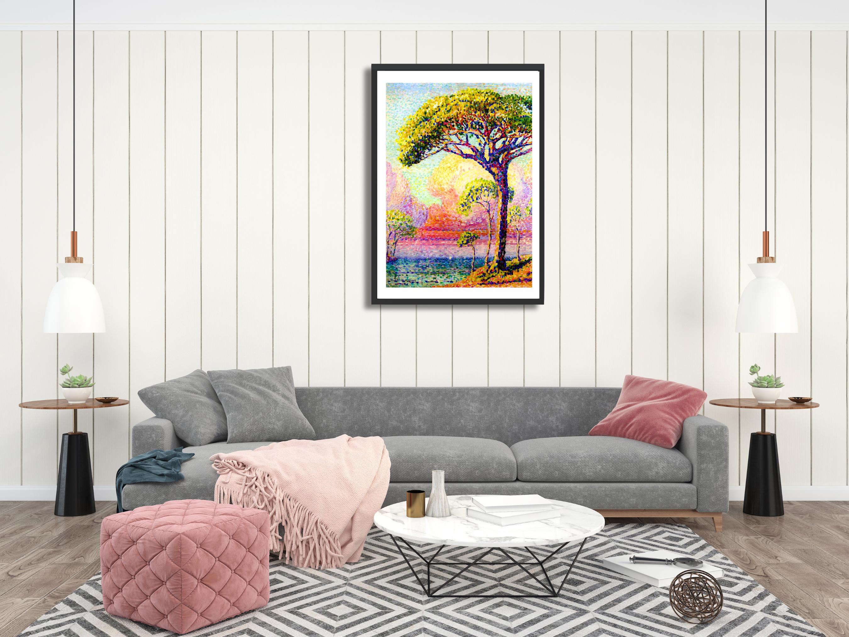 アンリ・エドモンド・クロス「松の木」ジクレー版画：新印象派の夕焼け