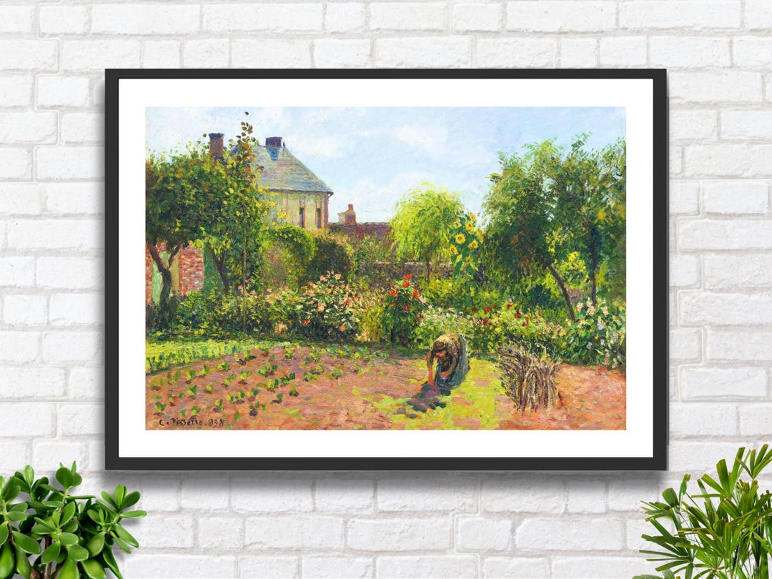 ピサロ作「画家の庭」ジクレープリント：フランス印象派の風景画