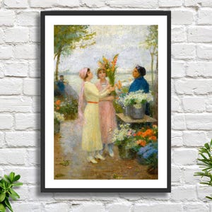 Victor Gabriel Gilbert 'Les Glaieuls (I Gladioli)' scena di strada di arte figurativa (Parigi) stampa giclée o stampa giclée incorniciata. Regalo ideale.