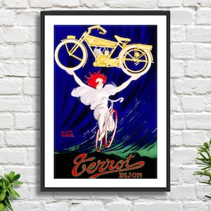 Terrot Dijon Französisches Vintage Motorrad Werbeplakat blau Wanddeko giclee print oder gerahmter Druck. Ideales Geschenk für Motorradfahrer.