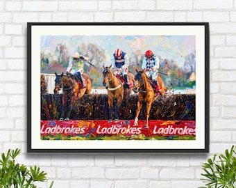Gaelic Warrior, The Jukebox Man and Banbridge: King George Chase 2025 Horse Racing Art Print