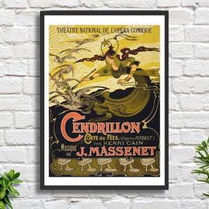 Émile Bertrand 'Cendrillon' (Cinderella) 1899 Vintage Jugendstil französischer Künstler Oper Werbeplakat Giclée-Druck oder gerahmter Giclée-Druck