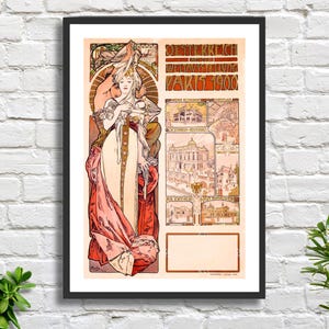 Alphonse Mucha 'Oesterrich Kauf der Weltstellung Paris' Vintage Werbeplakat Kunstdruck oder gerahmter Druck. Ideales Geschenk.