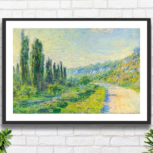 Claude Monet 'La strada per Vetheuil' Stampa giclée di arte paesaggistica impressionista o stampa giclée incorniciata. Ideale come regalo di compleanno o di inaugurazione della casa.