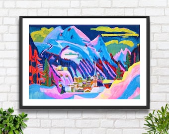 冬の月の風景 - エルンスト・ルートヴィヒ・キルヒナーの手描きの油絵