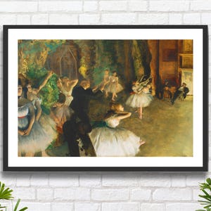 Edgar Degas "La prova del balletto sul palcoscenico" - Stampa giclée o stampa incorniciata di ballerini di balletto dell'artista francese. Ideale come regalo.