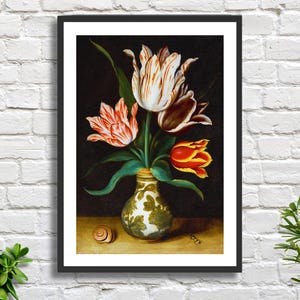 Ambrosius Bosschaert der Ältere Stillleben mit vier Tulpen in einer Wan-Li Porzellanvase