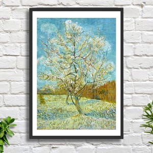 Vincent van Gogh "Il pesco rosa" 1888, stampa giclée post-impressionista olandese con scena di frutteto rurale francese, o stampa incorniciata. Regalo ideale.