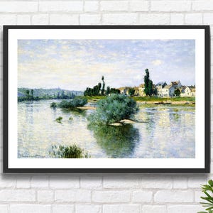 Claude Monet 'La Senna a Lavacourt' 1880 Paesaggio di campagna in riva al fiume Artista francese Paesaggio impressionista Stampa giclée o stampa incorniciata.