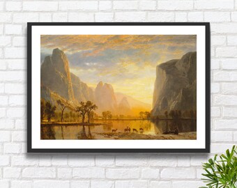 アルバート・ビアスタット作「ヨセミテ渓谷の風景」ジクレー版画