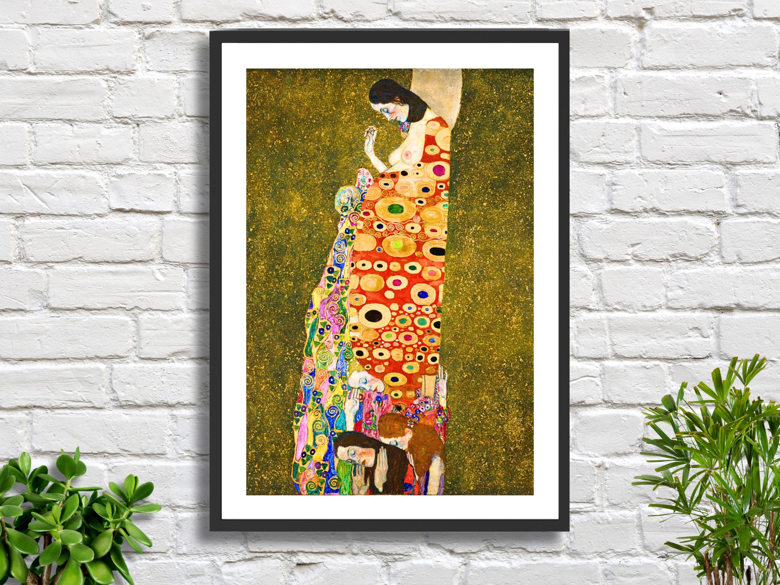 複製画・額縁つき：クリムト・「希望２」 複製画 送料無料 絵画 油彩画 油絵 模写グスタフ・クリムト「希望２