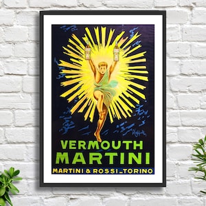 Póster de cocina francesa Leonetto Cappiello 'Vermouth Martini' 1920, cartel publicitario vintage Art Nouveau de Martini, impresión giclée o impresión enmarcada.