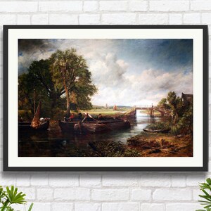 John Constable 'Vista sullo Stour vicino a Deadham', artista romantico inglese, paesaggio fluviale di campagna, stampa giclée o stampa incorniciata.