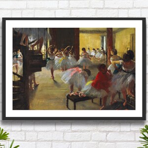 Quadro da parete "Balletto" di Edgar Degas, "La classe di danza" del 1873, artista francese, arte figurativa, stampa giclée o stampa incorniciata. Ideale come regalo.