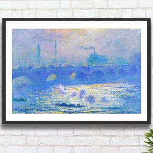 Claude Monet 'Waterloo Bridge' (Londen) 1903 Franse impressionistische kunstenaar gicleeprint met stadsgezicht van Londen of ingelijste gicleeprint. Ideaal cadeau.