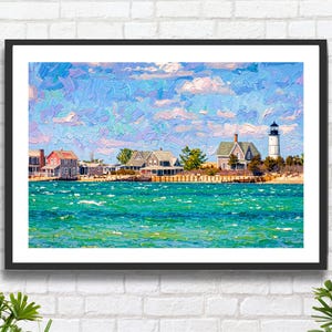 Cape Cod, Massachusetts: Kuststrand och fyrmotiv Impressionistiskt impasto-havslandskap Väggkonsttryck
