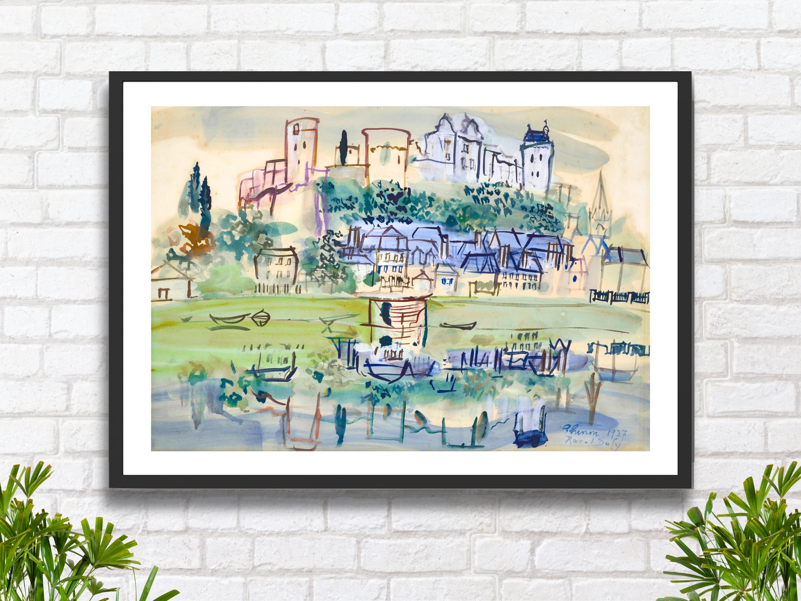 ラウル・デュフィ「シノン」ジークレー版画：フランス印象派のロワール