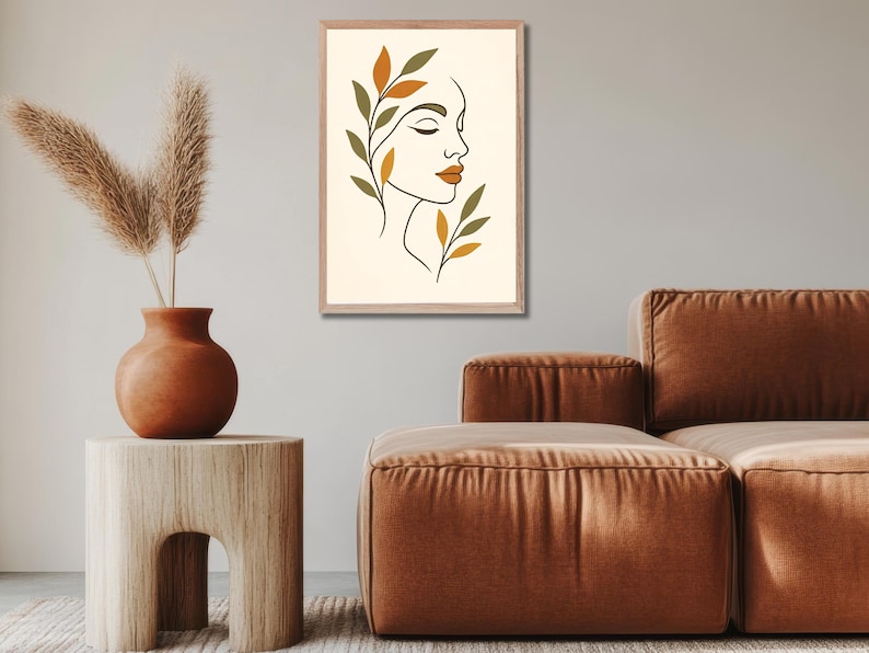 Minimalist Female Line Art Print – Modern Boho Woman Silhouette With ...
