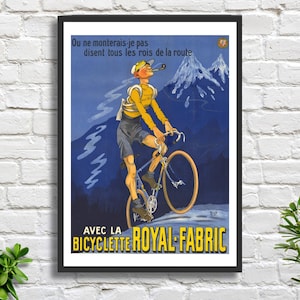 Michel Liebaux (Mich) 'Royal-Fabric Fahrräder' Vintage Art Noveau Werbeplakat Giclée-Druck/gerahmter Giclée-Druck. Ideales Geschenk für Radfahrer