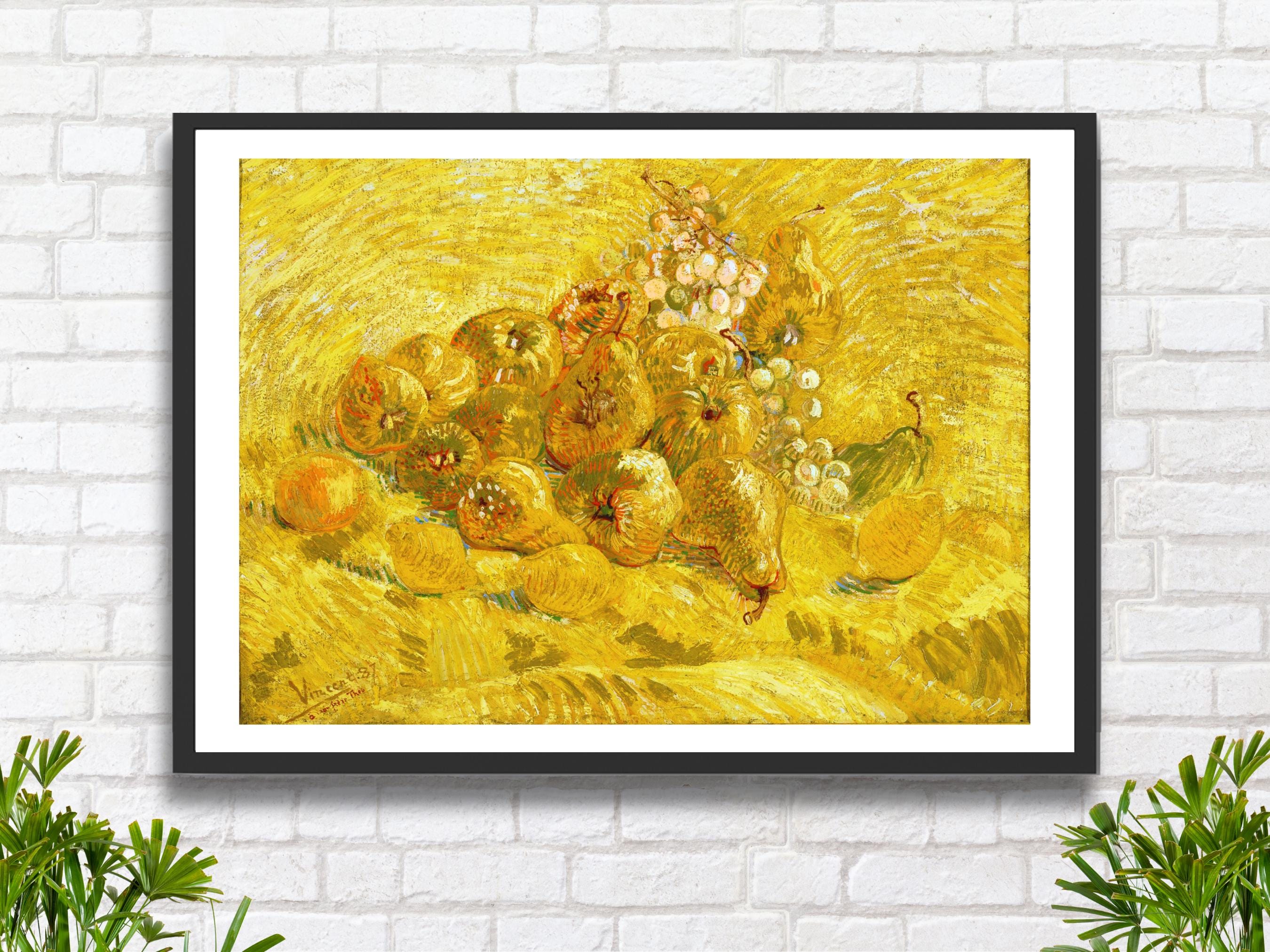 マルメロ 植物画 額入り 絵画 ボタニカルアート ゴッホの静物画プリント：マルメロ、レモン、洋ナシ - 植物画 - Etsy 日本