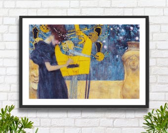 Gustav Klimt Music Art Nouveau Print: Golden Lyre Player - Etsy