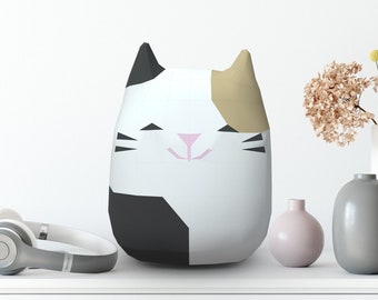 Round Cat plush 3D Papercraft. You get an SVG DXF PDF digital file template and instruction for this diy paper decoration. New 2023!