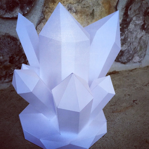 Crystal papercraft. With this purchase you get SVG and PDF digital downloadable files for this DIY (do it yourself) paper sculpture.