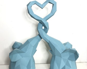 Lovers 3d papercraft. You get SVG, PDF digital file template and instructions for this DIY (do it yourself) modern paper sculpture.